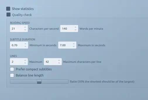 Subtitld 22.10 quality control options