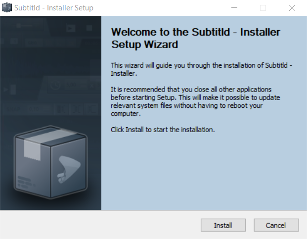 First screen of the installer